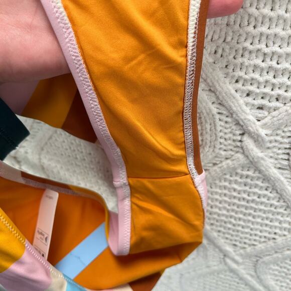 NWT CUPSHE Multi Color Striped High Rise High Cut Retro Bikini Bottoms Sz Large - Picture 6 of 6